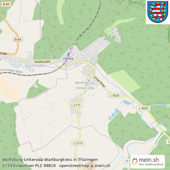 Wolfsburg-Unkeroda Wartburgkreis Lageplan © Openstreetmap Contributors Wolfsburg-Unkeroda Dorf Lageplan